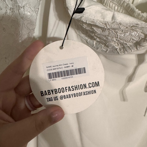 Chic White Lace Halter Mini Dress - Picture 5 of 5